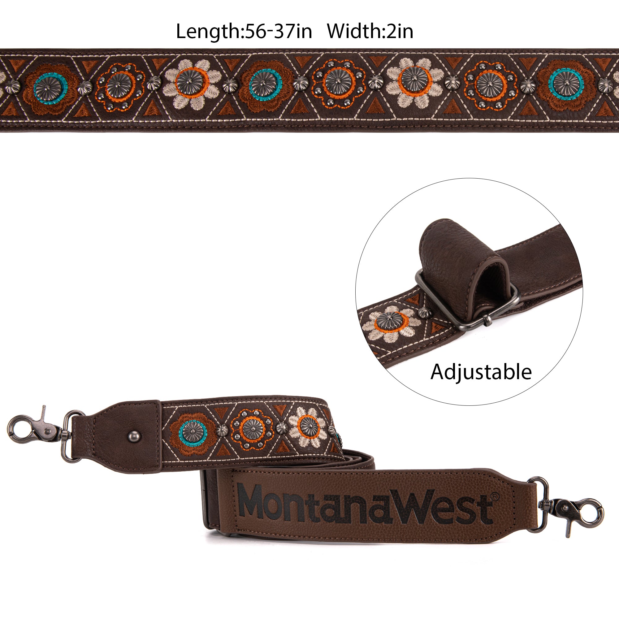 Montana West Western Coffee Embroidered Crossbody Strap - Montana West World