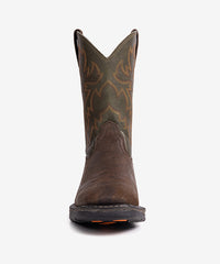 Men’s Vintage Brown Patchwork Embroidered Worker Boots