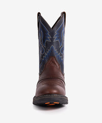 Men’s Blue Enchantress Leather Patchwork Embroidered Boots