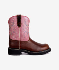 Women‘s Sunset Bloom Leather & Pink Suede Embroidered Boots