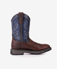 Men’s Blue Enchantress Leather Patchwork Embroidered Boots