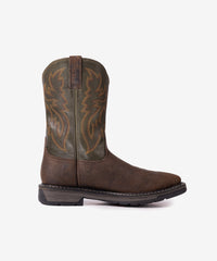 Men’s Vintage Brown Patchwork Embroidered Worker Boots