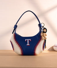 Mini Baseball Keychain with Wooden Bat