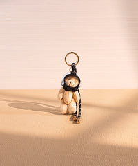 Mini Baseball Keychain with Wooden Bat