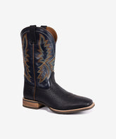 Men's Embroidered Wide Toe Western Boots