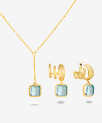 Wrangler Gold Plated Minimalist Pendant Necklace and Earrings Set