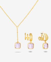 Wrangler Gold Plated Minimalist Pendant Necklace and Earrings Set