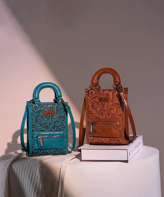 Montana West small crossbody phone purse in Turquoise — vibrant pop color, durable finish