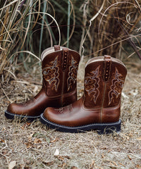 Women‘s Fat Baby Western Boots with Embroidery in Premium Leather