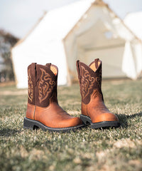 Women’s Brown Suede Embroidered Western Boots