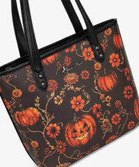 Montana West Halloween Gothic Tote Bag for Women – Skull Rose, Witch Moon & Pumpkin Floral Shoulder Purse(Preorder)
