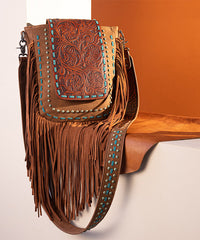 Trinity Ranch Fringe Tooled Crossbody - Montana West World