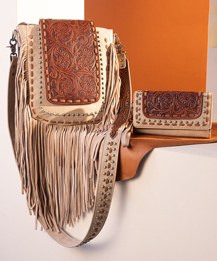 Trinity Ranch Fringe Tooled Crossbody - Montana West World