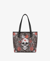 Montana West Halloween Gothic Tote Bag for Women – Skull Rose, Witch Moon & Pumpkin Floral Shoulder Purse(Preorder)