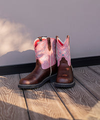Women‘s Sunset Bloom Leather & Pink Suede Embroidered Boots
