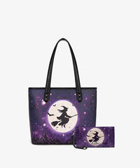 Montana West Halloween Gothic Tote Bag for Women – Skull Rose, Witch Moon & Pumpkin Floral Shoulder Purse(Preorder)
