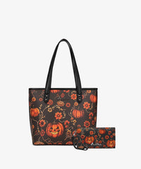 Montana West Halloween Gothic Tote Bag for Women – Skull Rose, Witch Moon & Pumpkin Floral Shoulder Purse(Preorder)