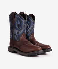 Men’s Blue Enchantress Leather Patchwork Embroidered Boots