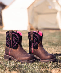 Women’s Velvet Night Western Fat Baby Boots with Embroidered