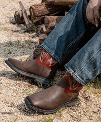 Men’s Wild Scarlet Bold Leather & Embroidered Shaft Western Boots