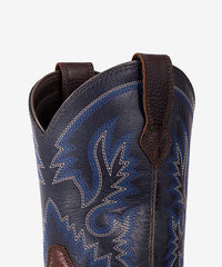 Men’s Blue Enchantress Leather Patchwork Embroidered Boots