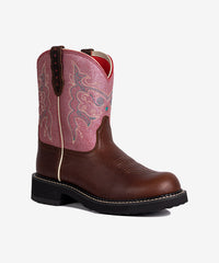 Women‘s Sunset Bloom Leather & Pink Suede Embroidered Boots