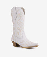 Women’s Ivory Bloom Embroidered Full-Grain Leather Boots