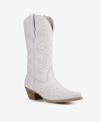 Women’s Ivory Bloom Embroidered Full-Grain Leather Boots