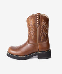 Women‘s Fat Baby Western Boots with Embroidery in Premium Leather