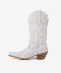 Women’s Ivory Bloom Embroidered Full-Grain Leather Boots