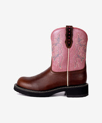 Women‘s Sunset Bloom Leather & Pink Suede Embroidered Boots