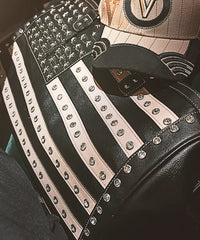 Montana West American Flag Studded Bag | Weekender Travel Duffle Bag in black