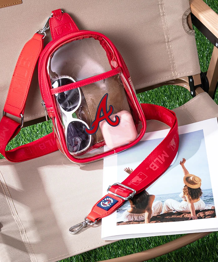 MLB_Atlanta_Braves_Clear_Mini_Sling_Stadium_Bag_Red