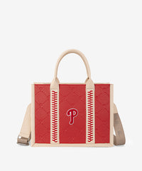 MLB Philadelphia Phillies Leather Stitched Tote Bag Red