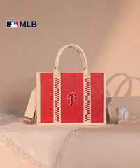 MLB Philadelphia Phillies Leather Stitched Tote Bag Red