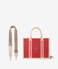 MLB Philadelphia Phillies Leather Stitched Tote Bag Red