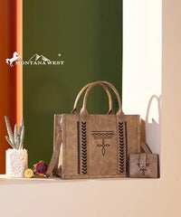 Montana West Whipstitch Tote Bag Set