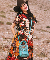 Montana West small crossbody phone purse in Turquoise — vibrant pop color, durable finish