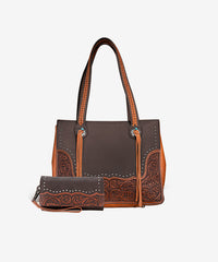 Montana West Tooled Concealed Carry Tote Set