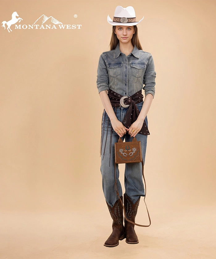 Montana West embroidered crossbody bag