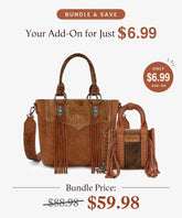 Montana West Western Fringe Tote & Wrangler Mini Bag Charm Bundle