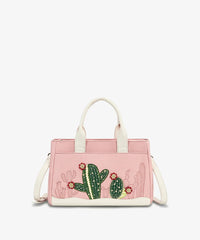 Montana West Cactus Embroidered Top Handle Tote in DPK