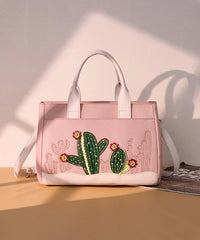 Montana West Cactus Embroidered Top Handle Tote in DPK