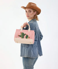 Montana West Cactus Embroidered Top Handle Tote in DPK