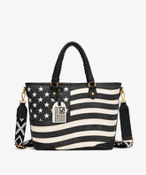 Montana West Vintage American Flag Tote Bag in black