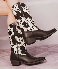 Women’s Cow Print Pointed Toe Boots