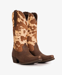 Women’s Cow Print Pointed Toe Boots