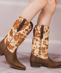 Women’s Cow Print Pointed Toe Boots