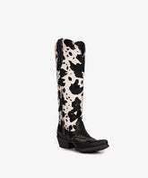 Women’s Cow Print Zippered Pointed Toe Boots