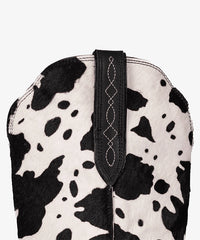 Women’s Cow Print Zippered Pointed Toe Boots